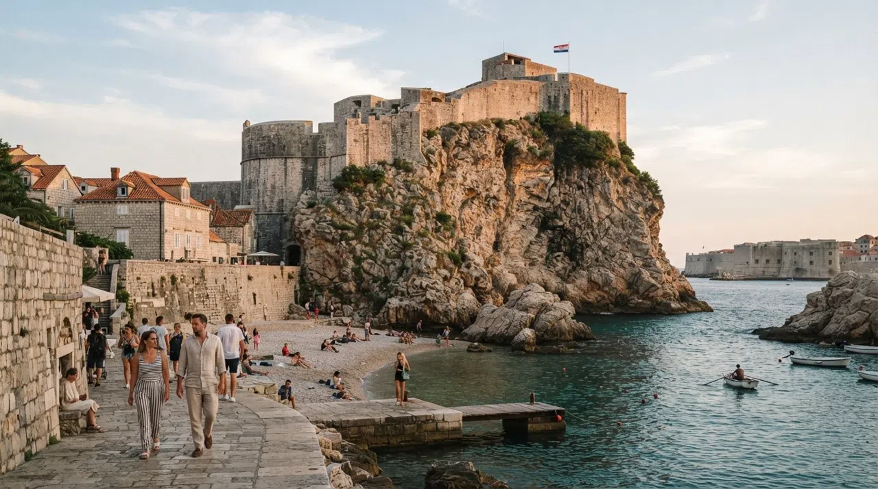 Pile, Dubrovnik: el umbral occidental de la ciudad con vistas al mar